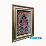 Detail view of Handmade Carpet Wall Art Floral Design Fancy pile texture close-up
