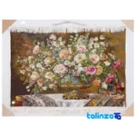 Detail view of C Persia Handwoven Carpet Wall Art Flower in Vase pile texture close-up