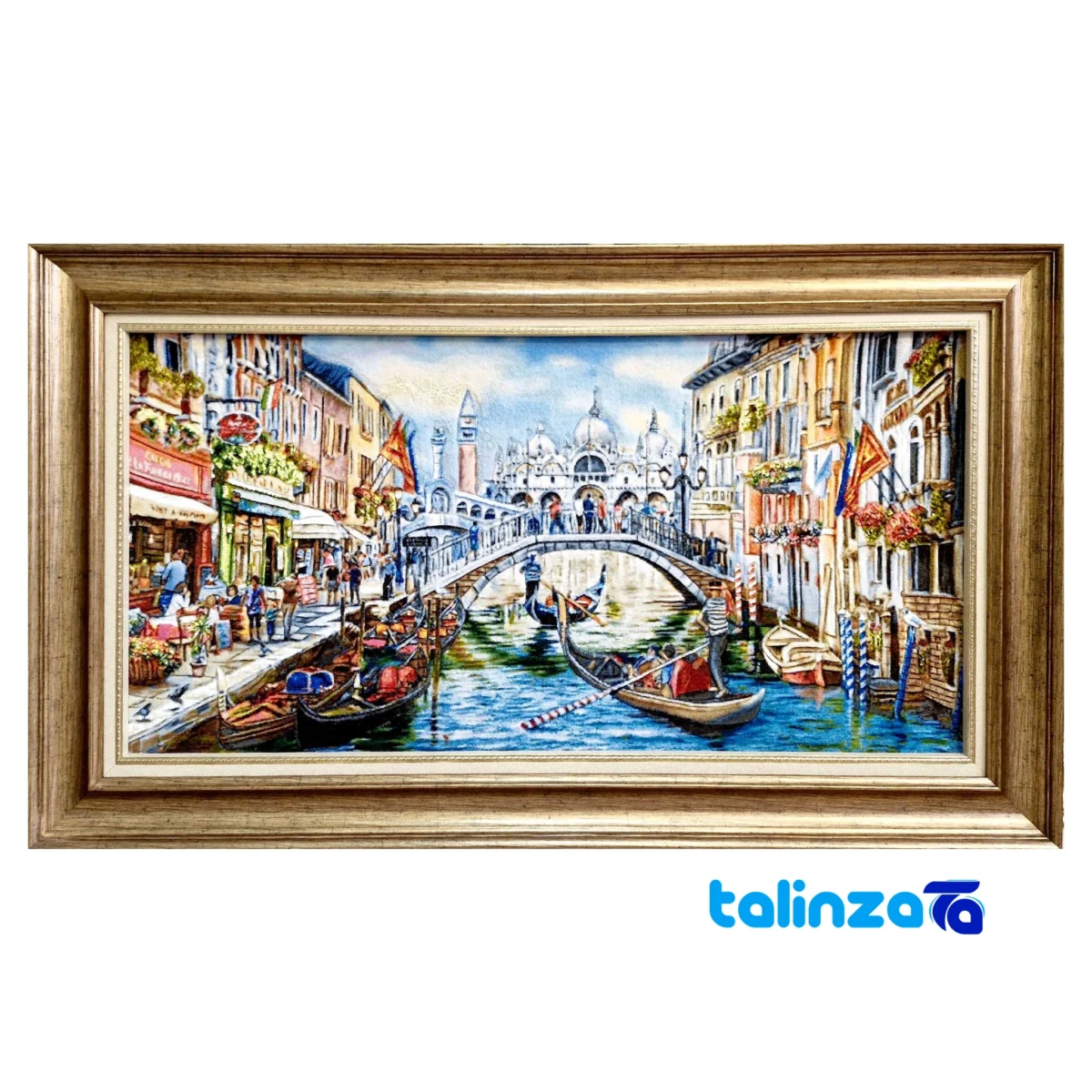 Detail view of Venice Handwoven Tapestry Silk Frame Art pile texture close-up