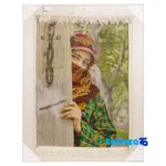 Detail view of C Persia Handwoven Tapestry Turkish Girl Model pile texture close-up