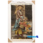 Detail view of Si Persia Handwoven Tapestry Flower Girl Design pile texture close-up