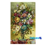 Detail view of Mirnazami Handwoven Tapestry Floral Design pile texture close-up