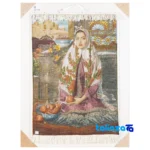 Detail view of C Persia Handwoven Carpet Wall Art Girl Kashan pile texture close-up