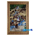 Detail view of Handmade Carpet Wall Art Miniature Design Silk pile texture close-up