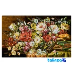 Detail view of Mirnazami Handwoven Tapestry Floral Design pile texture close-up