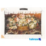 Detail view of Si Persia Handwoven Carpet Floral Basket Art pile texture close-up