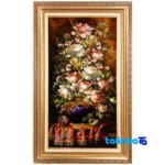 Detail view of C Persia Handwoven Tapestry Floral Design pile texture close-up