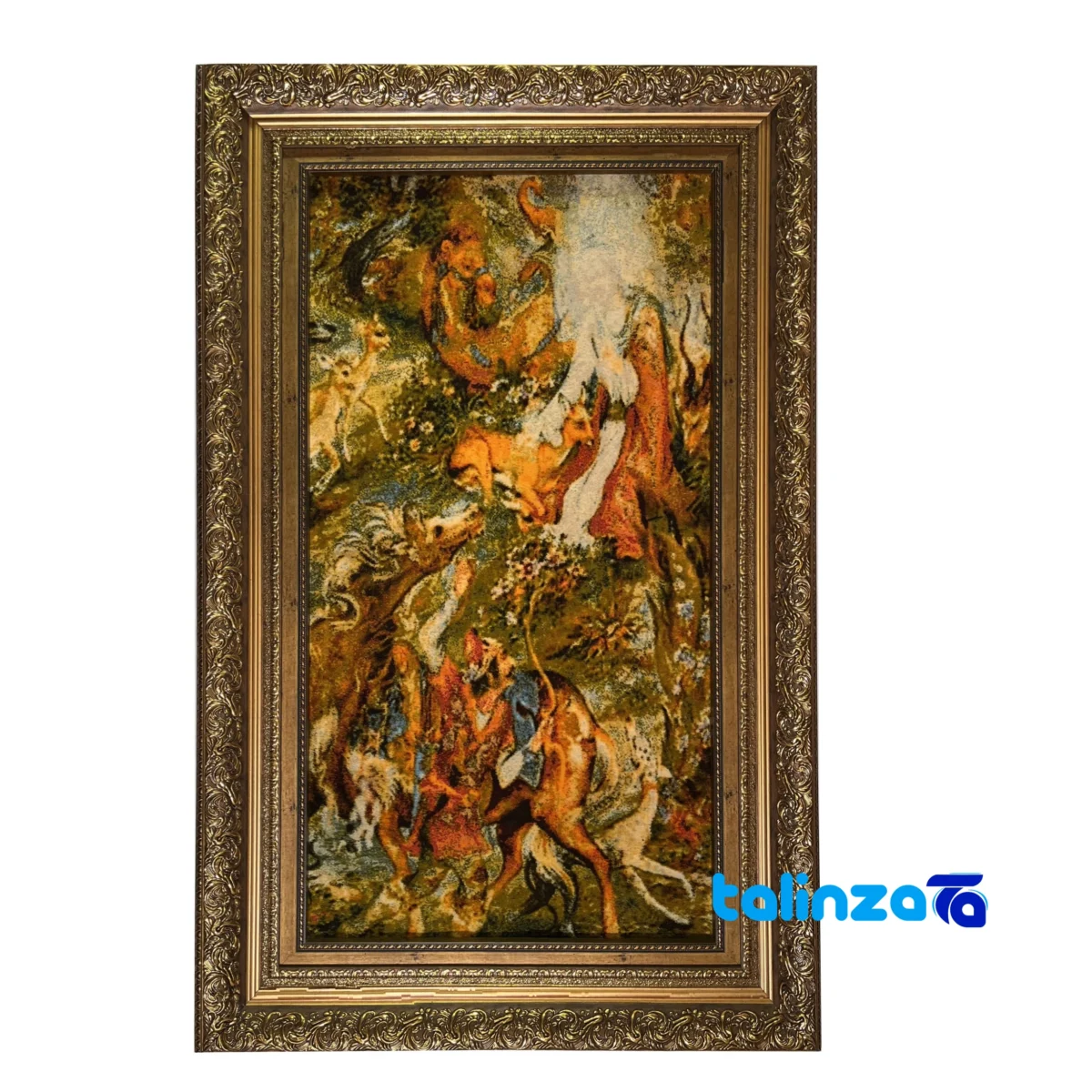 Packaging view of NKP Handwoven Tapestry Religious Miniature Art label and