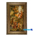 Packaging view of NKP Handwoven Tapestry Religious Miniature Art label and