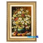 Detail view of Si Persia Handwoven Tapestry Floral Design pile texture close-up