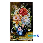 Detail view of Handmade Carpet Wall Art Flower Vase Design pile texture close-up