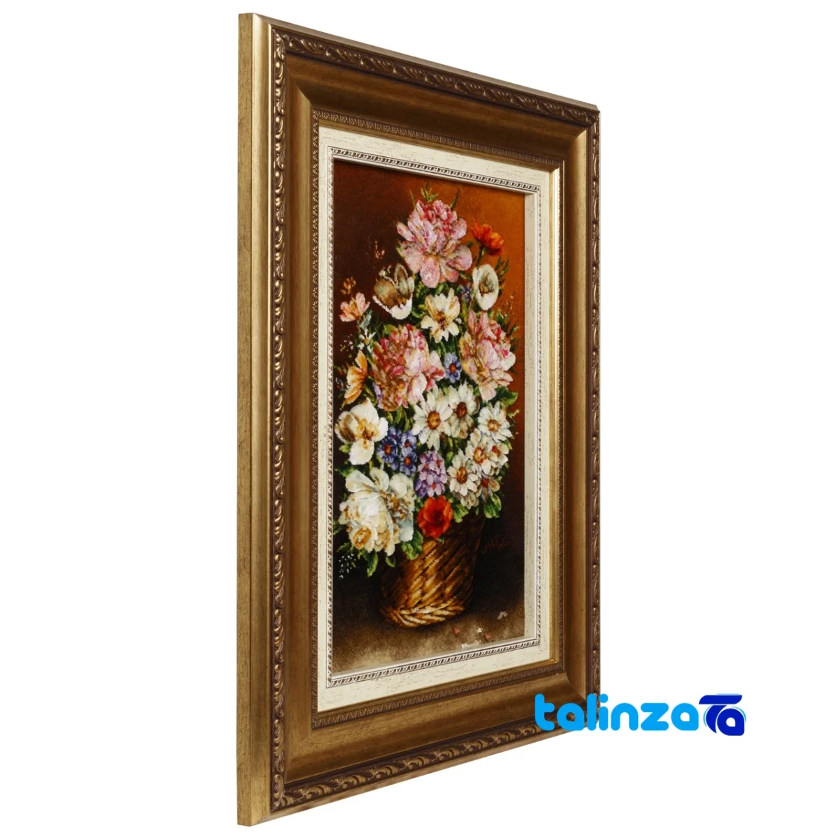 Packaging view of Si Persia Handwoven Tapestry Floral Design label and