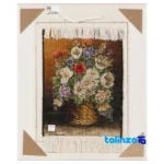 Detail view of Si Persia Handwoven Carpet Wall Art Floral Design pile texture close-up