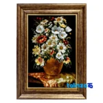 Detail view of Handmade Carpet Wall Art Flower Vase pile texture close-up