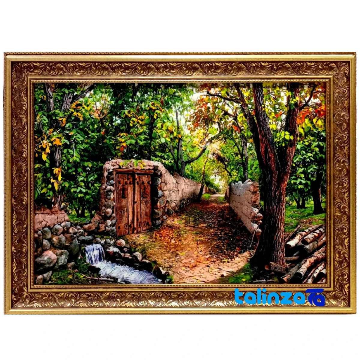 Detail view of Machine-Woven Carpet Wall Art Landscape Model 4004 pile texture close-up