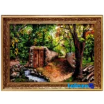 Detail view of Machine-Woven Carpet Wall Art Landscape Model 4004 pile texture close-up