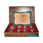 Side view of Shahpasand Turquoise Copper Tea Set 47 x 33 profile and structure