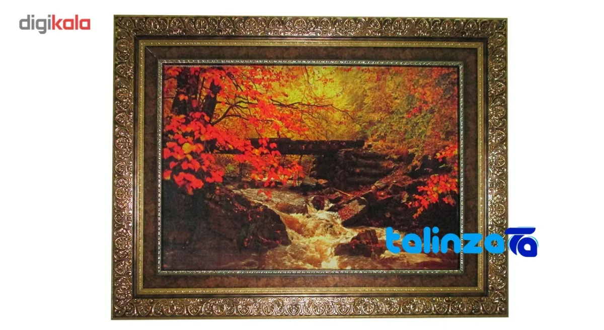 Edge view of Naghar Razavi Machine-Woven Carpet Landscape Art border and finishing