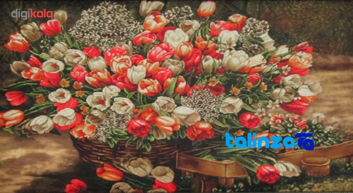 Edge view of Negar Razavi Machine-Woven Carpet Wall Art Floral Design border and finishing