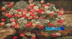 Edge view of Negar Razavi Machine-Woven Carpet Wall Art Floral Design border and finishing