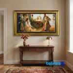 Edge view of Tablo Farsh Brand Handwoven Design Carpet Art border and finishing