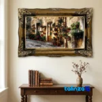 Edge view of Handmade Carpet Wall Art European Alley Design border and finishing