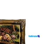 Edge view of Machine Woven Carpet Wall Art Flower Basket Design border and finishing