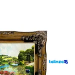 Edge view of Handmade Design Machine-Woven Carpet Wall Art border and finishing