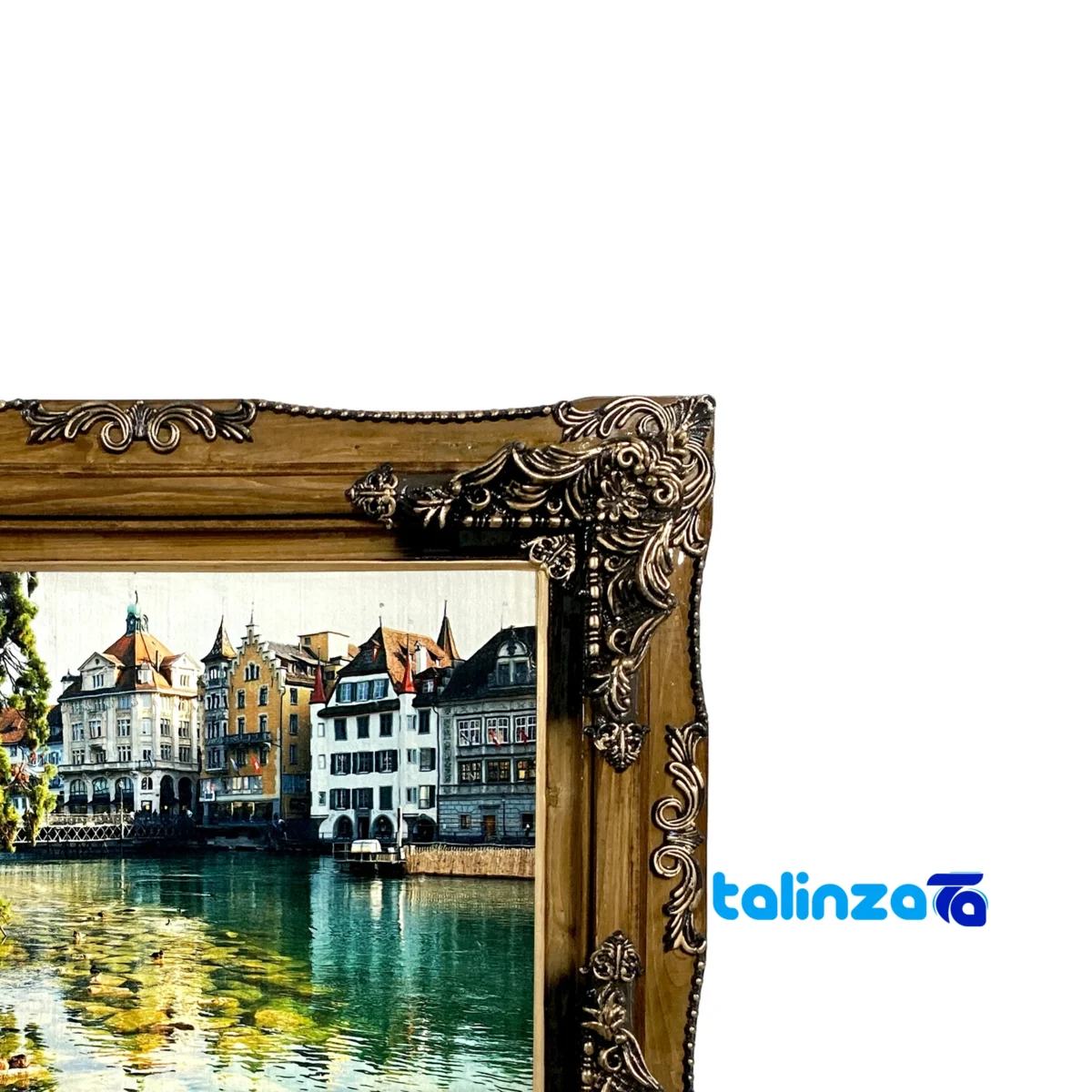 Edge view of Machine Woven Tapestry Landscape Art border and finishing