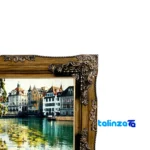 Edge view of Machine Woven Tapestry Landscape Art border and finishing