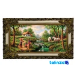 Edge view of Colaris Machine-Woven Tapestry Village Design border and finishing