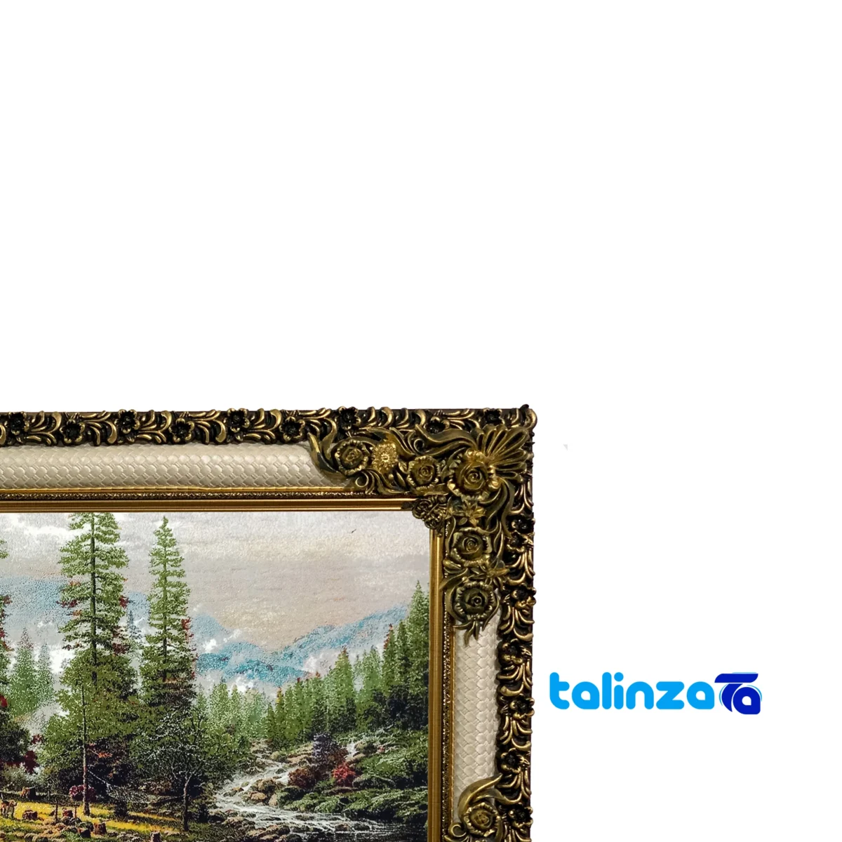 Edge view of Handmade Forest Cottage Carpet Tapestry border and finishing