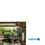 Edge view of Handmade Carpet Wall Art Home and Pond Design border finishing