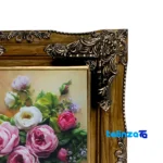 Edge view of Handmade Carpet Wall Art Flower Vase Design border and finishing