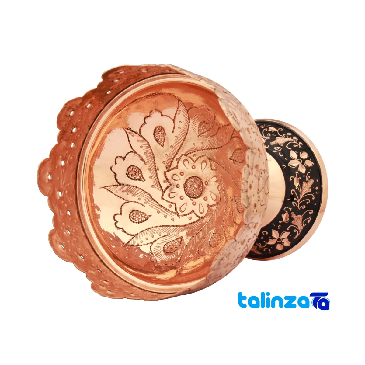 Detail view of Almas Tarash Copper Nut Bowl Isfahan Bowl detail