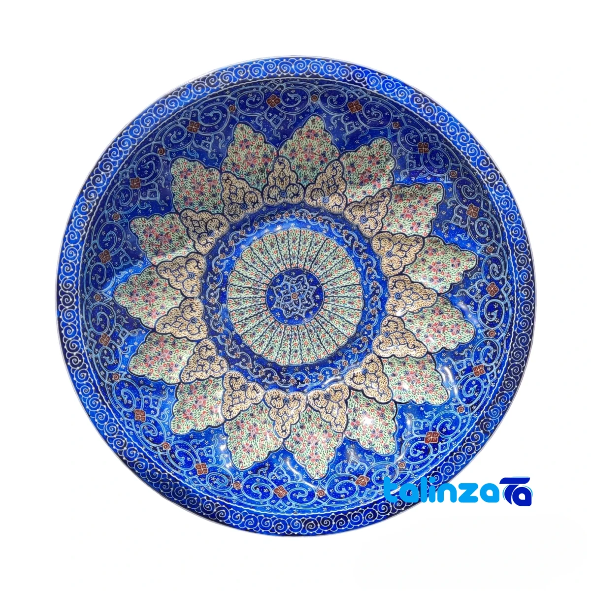 Detail view of Enamel Sangab Copper Table Decor 28 x finish and material