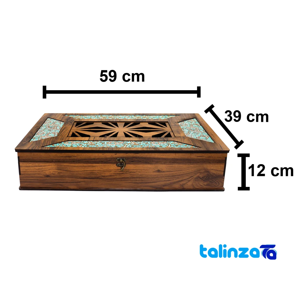 Detail view of Shahpasand Turquoise Copper Tea Set 47 x 33 finish and material