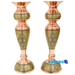 Detail view of Khatamkari Mirror Candlestick Set Elegant Waistline Design finish and material