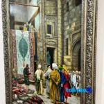 Edge view of Dervish Realism Oil Painting Old Carpet Market Canvas border and finishing