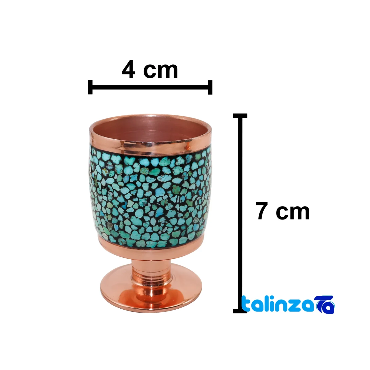 Detail view of Royal Turquoise Inlaid Jug Goblet Set Decorative, functional finish and material