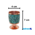 Detail view of Royal Turquoise Inlaid Jug Goblet Set Decorative, functional finish and material