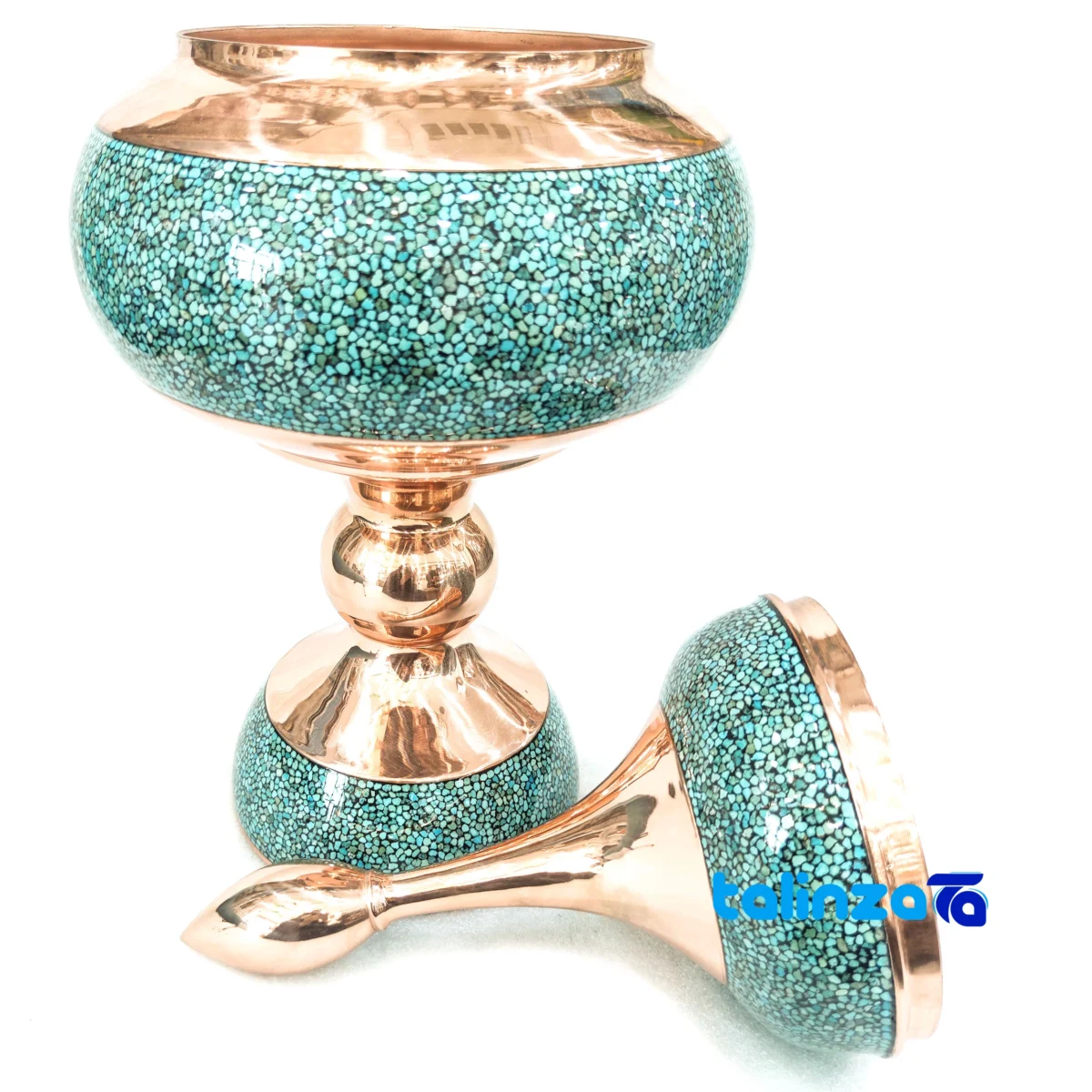 Packaging view of Hosseini Turquoise Chocolate Bowl 3540 grams seal and bag finish