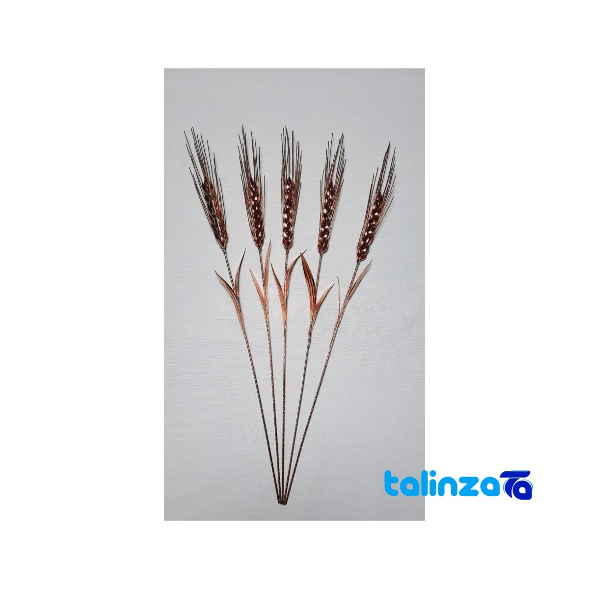 Detail view of Copper Wheat Cluster Decorative Flowers Set finish and material