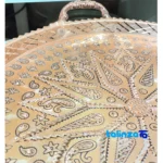 Artisan Copper Serving Tray - Diamond Cut Design finish and material detail view)
