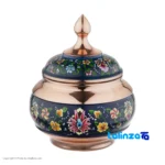 Detail view of TM54 Copper Candy Dish Abbasid Design Handcrafted Engraved finish and material