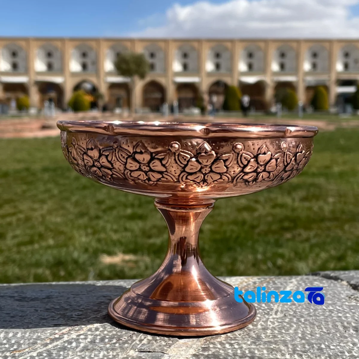 Detail view of Diba Copper Nut Bowl Elegant Design Ice Cream finish and material