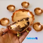 Shamloo Copper Serving Set 7-Piece Elegant Design Hammered finish and material detail view)