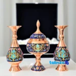 Persian Craft Copper Chocolate Bowl Set - Handcrafted Elegance finish and material detail view)