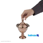 Zanjan Copper Candy Dish Engraved Red finish and material detail view)