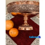 Zanjan Copper Fruit Bowl Floral Design finish and material detail view)